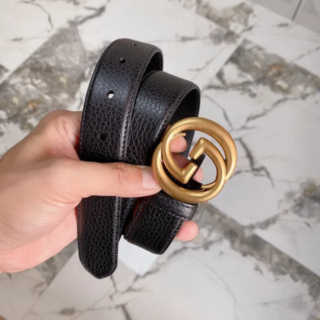 Gucci GG Marmont Black Pebbled Leather Belt 4