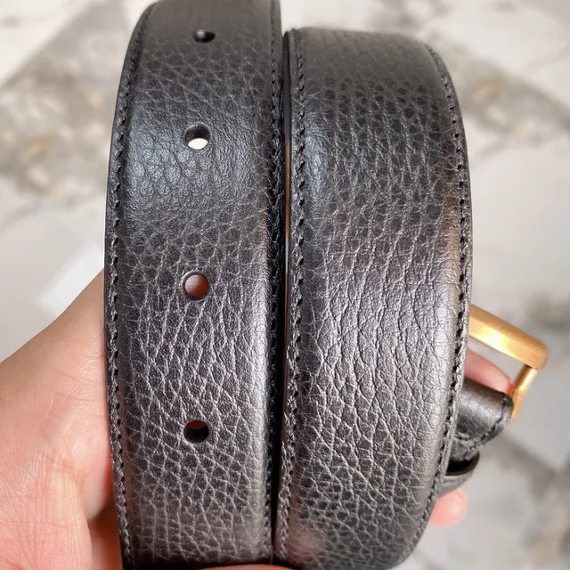 Gucci GG Marmont Black Pebbled Leather Belt 5