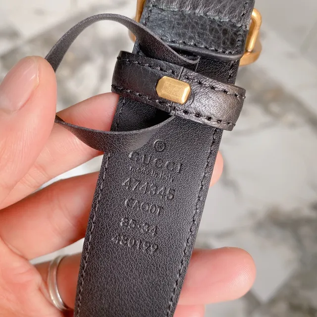 Gucci GG Marmont Black Pebbled Leather Belt 7