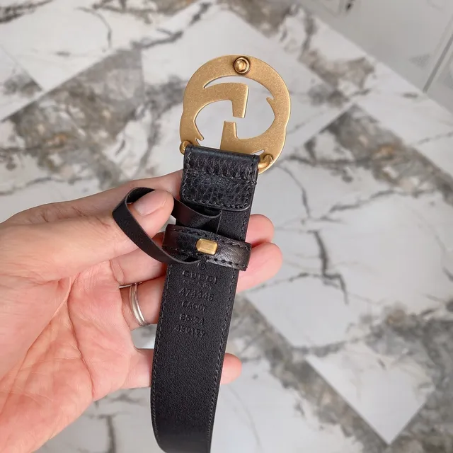Gucci GG Marmont Black Pebbled Leather Belt 8
