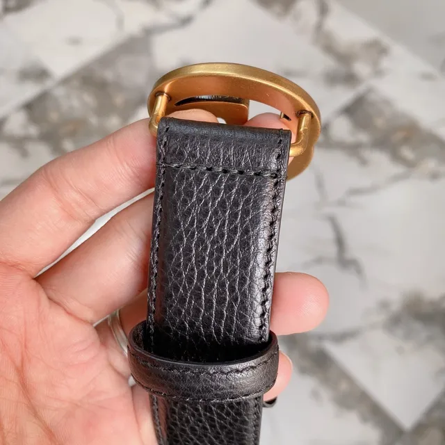 Gucci GG Marmont Black Pebbled Leather Belt 9