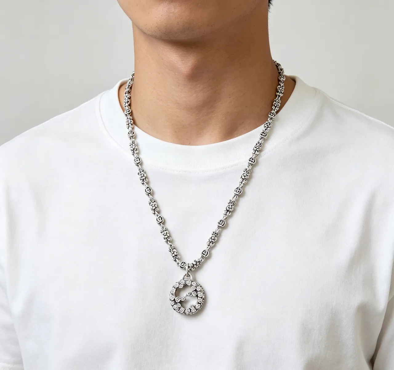 Gucci GG Marmont Chain Interlocking G Floral Link Necklace 5