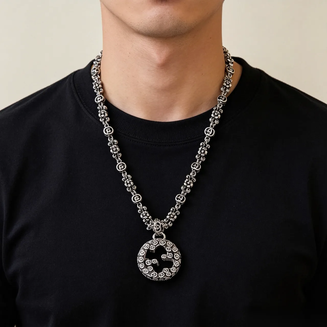 Gucci GG Marmont Chain Interlocking G Floral Link Necklace 8