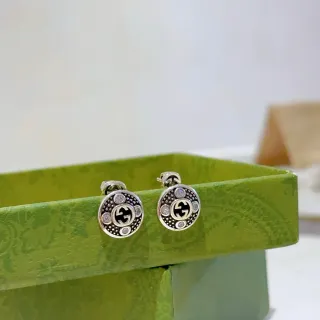 Gucci GG Marmont Crystal-Embellished Silver-Tone Stud Earrings