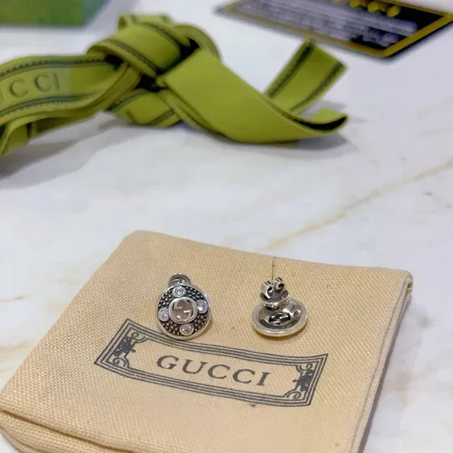 Gucci GG Marmont Crystal-Embellished Silver-Tone Stud Earrings 2