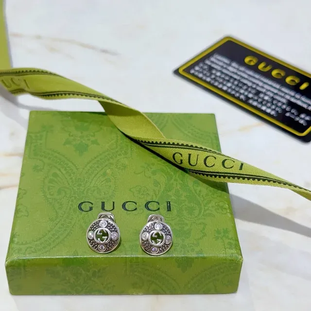 Gucci GG Marmont Crystal-Embellished Silver-Tone Stud Earrings 3