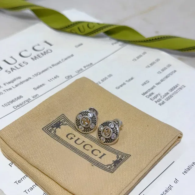Gucci GG Marmont Crystal-Embellished Silver-Tone Stud Earrings 4