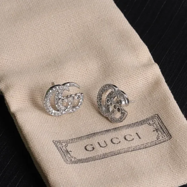 Gucci GG Marmont Crystal Pavé Double G Stud Earrings 4