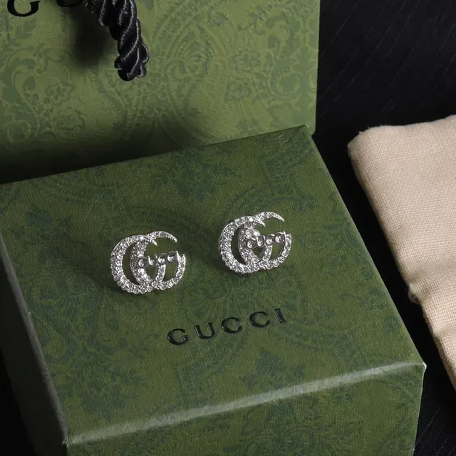 Gucci GG Marmont Crystal Pavé Double G Stud Earrings 5