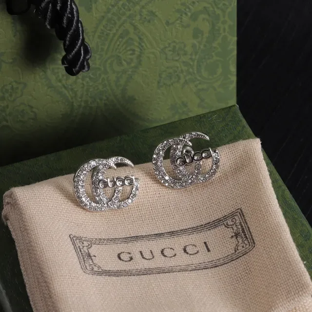 Gucci GG Marmont Crystal Pavé Double G Stud Earrings 7