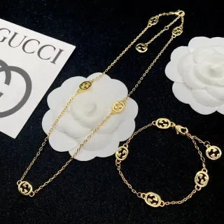 Gucci GG Marmont Gold White Chain Interlocked G Charms Bracelet