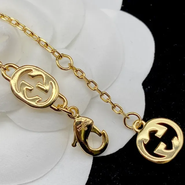Gucci GG Marmont Gold White Chain Interlocked G Charms Bracelet 2