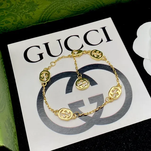 Gucci GG Marmont Gold White Chain Interlocked G Charms Bracelet 3