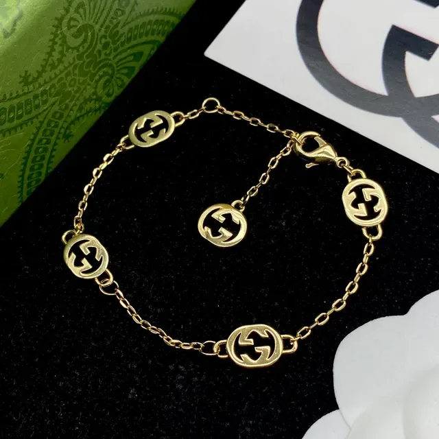 Gucci GG Marmont Gold White Chain Interlocked G Charms Bracelet 4