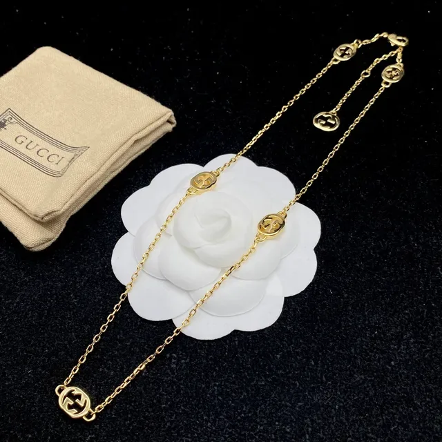 Gucci GG Marmont Gold White Chain Interlocked G Charms Bracelet 5