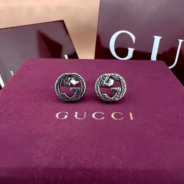 Gucci GG Marmont Interlocking G Rope-Edge Stud Earrings 5