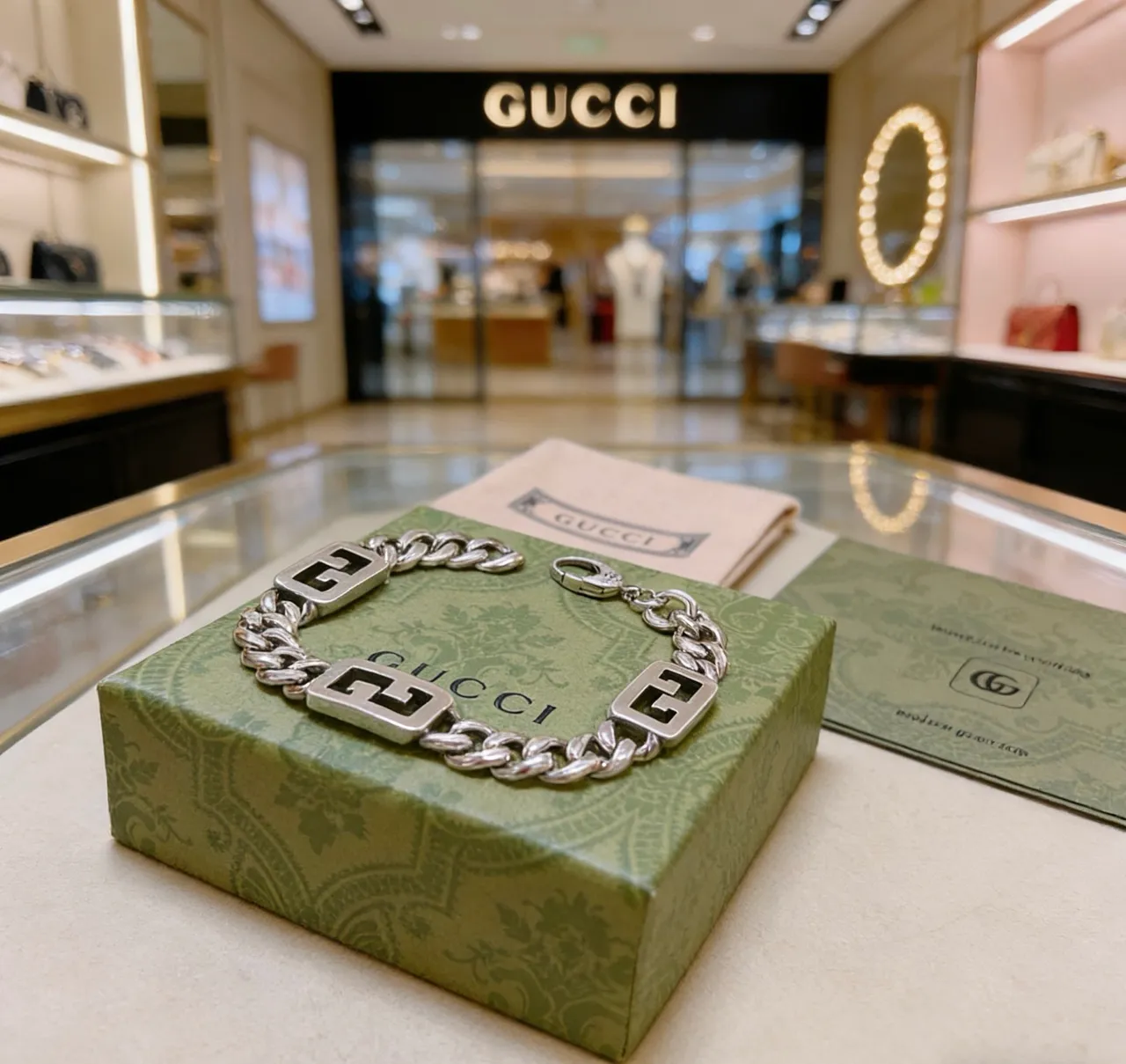 Gucci GG Marmont Interlocking G Silver Chain Bracelet 3