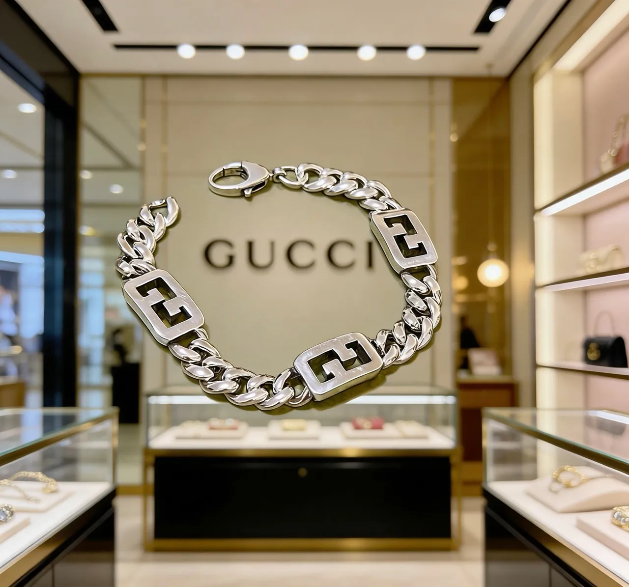 Gucci GG Marmont Interlocking G Silver Chain Bracelet 5