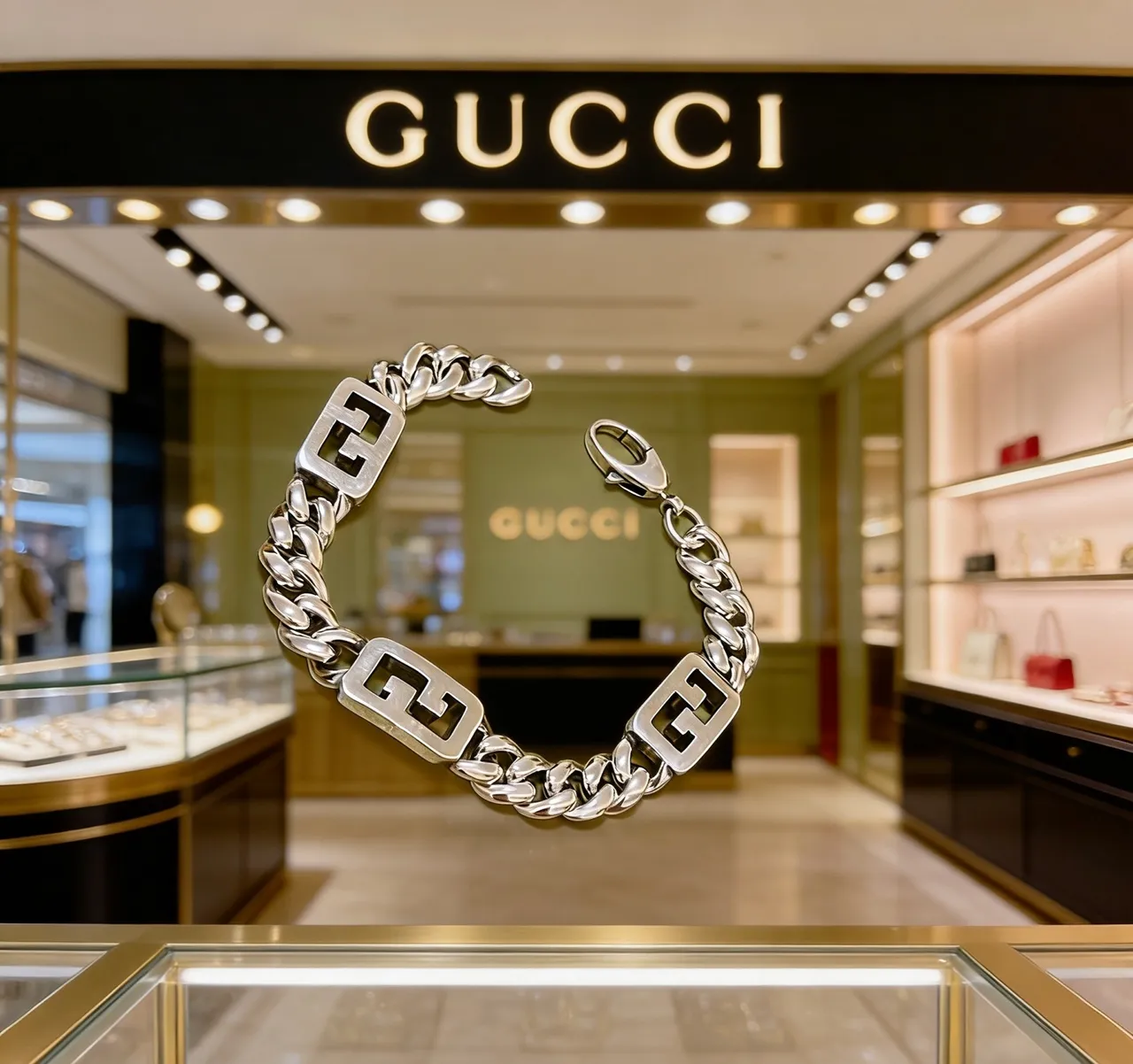 Gucci GG Marmont Interlocking G Silver Chain Bracelet 7