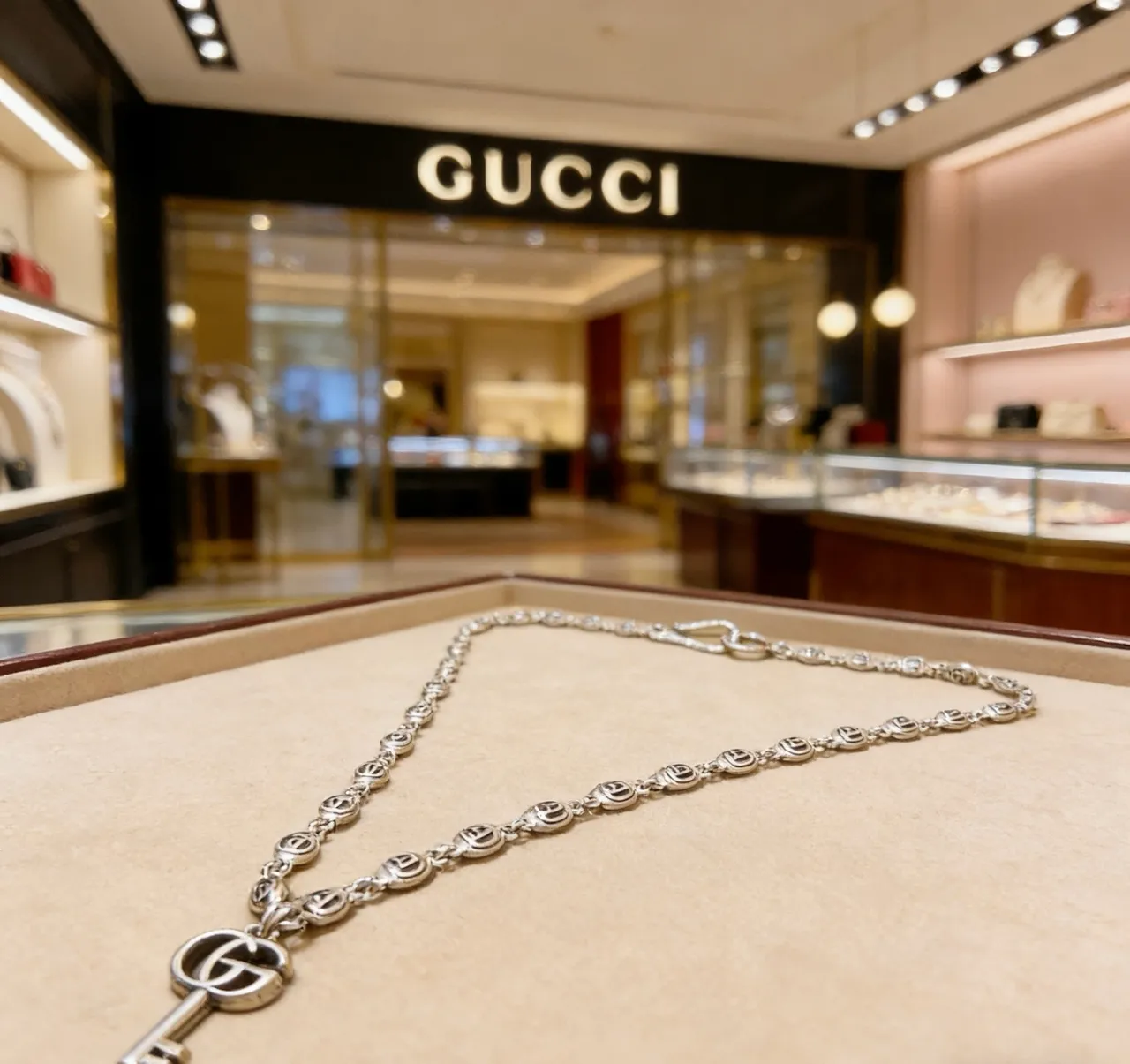 Gucci GG Marmont قلادة المفتاح درجة فضية 6