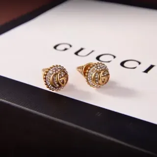 Gucci GG Marmont Pavé Crystal Interlocking G Stud Earrings