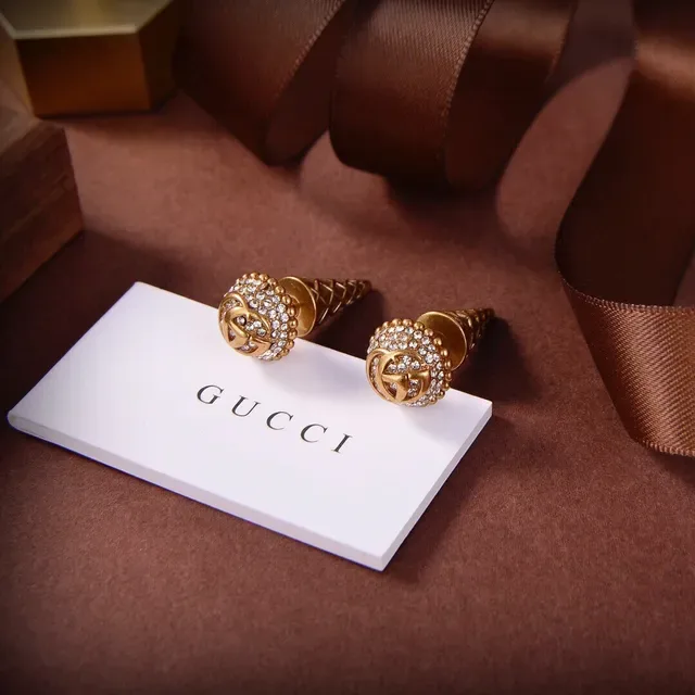 Gucci GG Marmont Pavé Crystal Interlocking G Stud Earrings 4