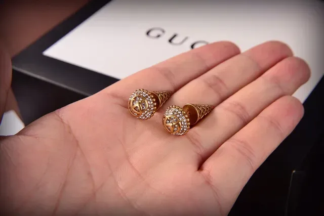 Gucci GG Marmont Pavé Crystal Interlocking G Stud Earrings 5