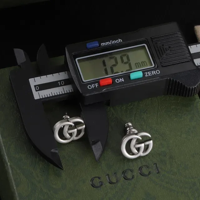 Gucci GG Marmont Silver Gold Interlocking Double-G Logo Stud Style Earrings 3