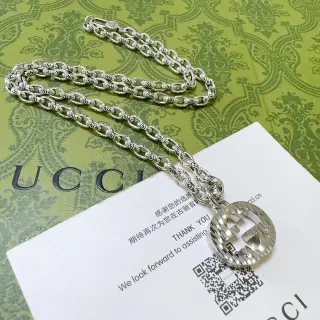Gucci GG Marmont Silver Interlocking G Pendant Necklace