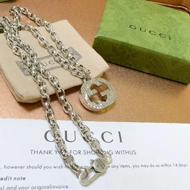 Gucci GG Marmont Silver Interlocking G Pendant Necklace 5