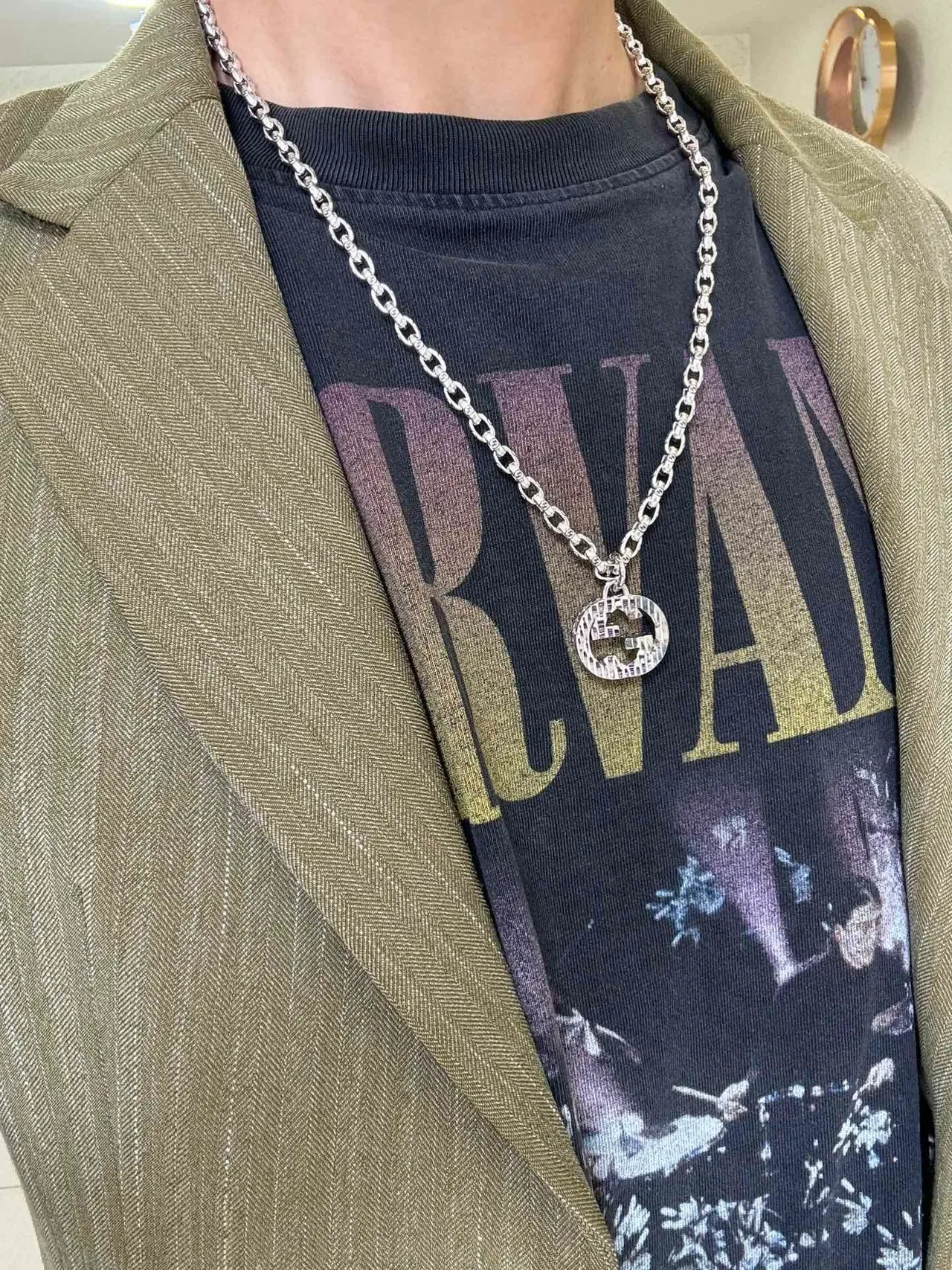 Gucci GG Marmont Silver Interlocking G Pendant Necklace 7