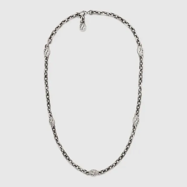 Gucci GG Marmont Silver-Toned Double G Logo Chain Necklace 2