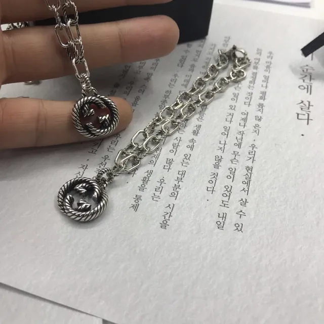 Gucci GG Marmont Twisted Rope Interlocking G Pendant Necklace 2