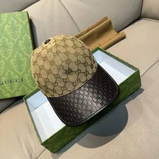 Gucci GG Monogram ক্যানভাস এবং চামড়ার বেসবল ক্যাপ
