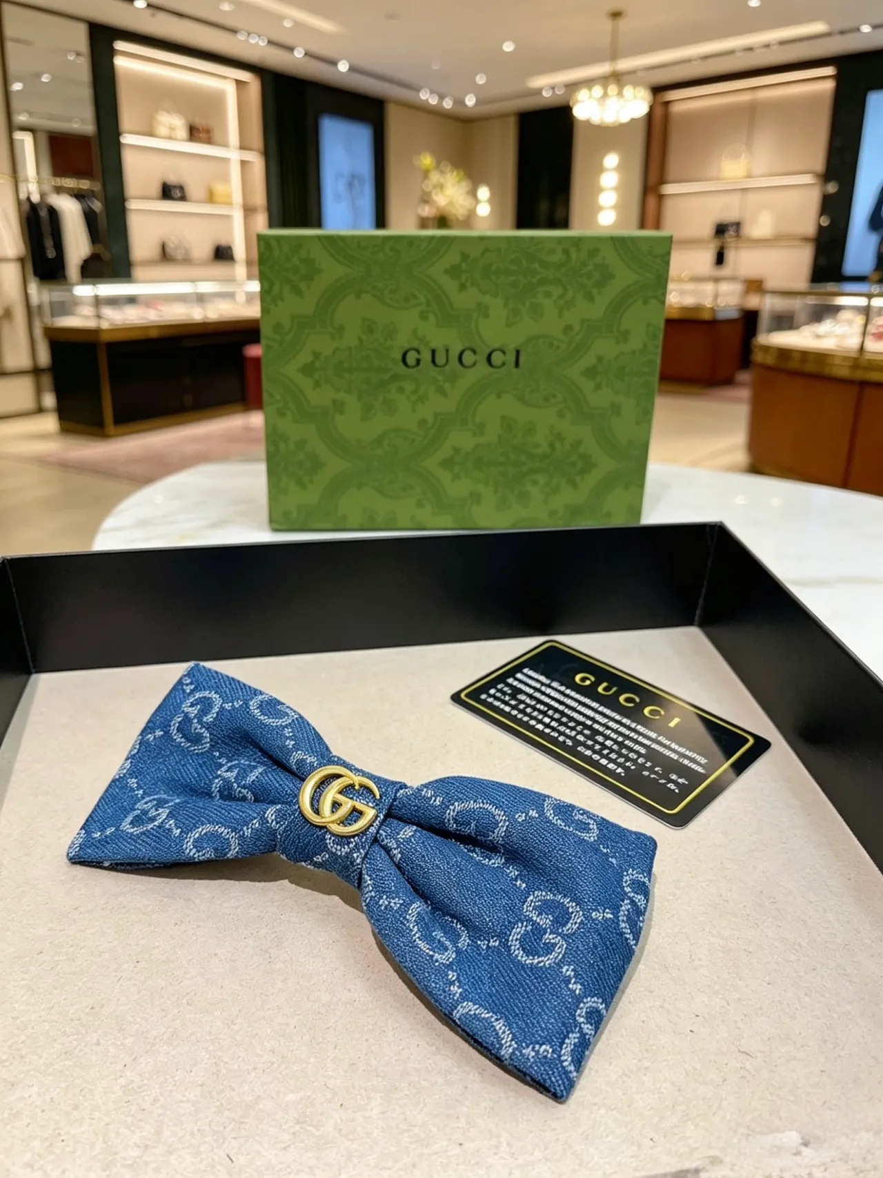 Gucci GG Monogram Denim Bow Tie 4