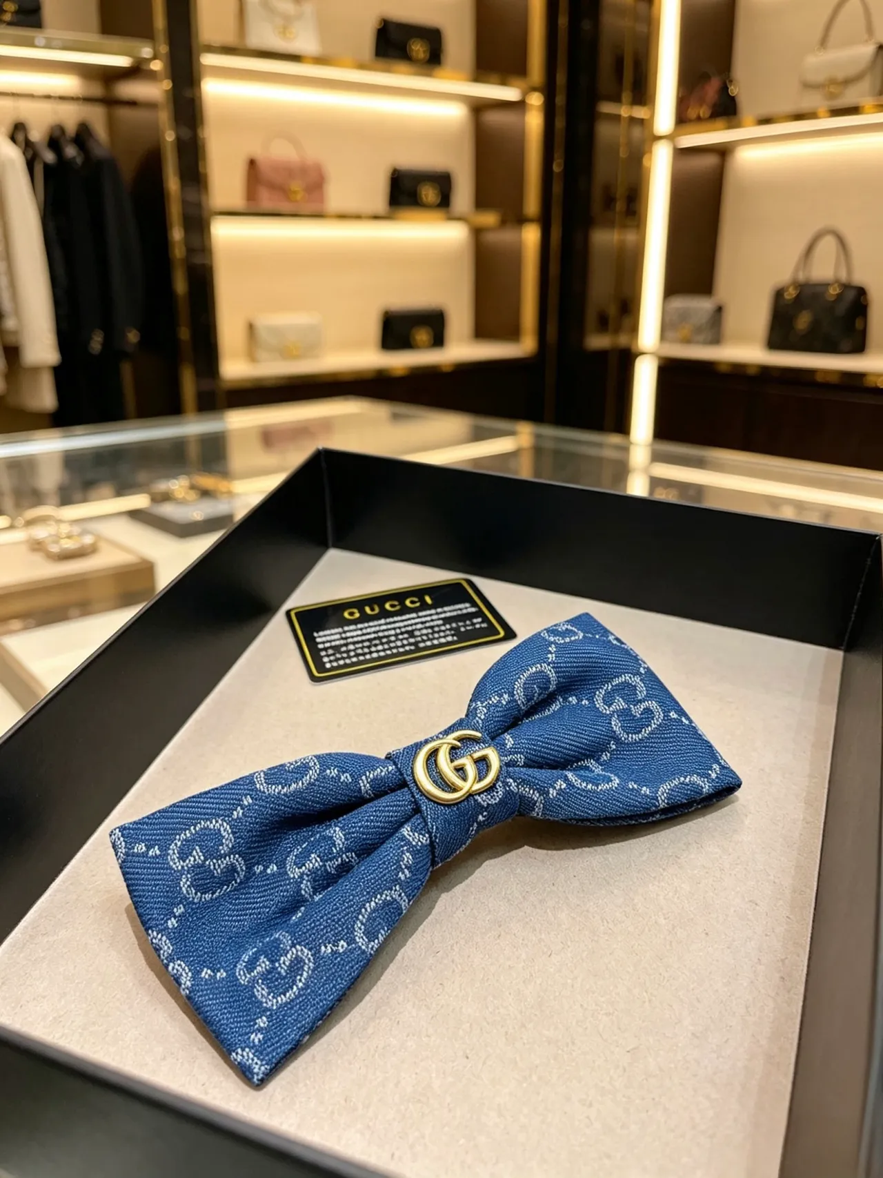 Gucci GG Monogram Denim Bow Tie 5