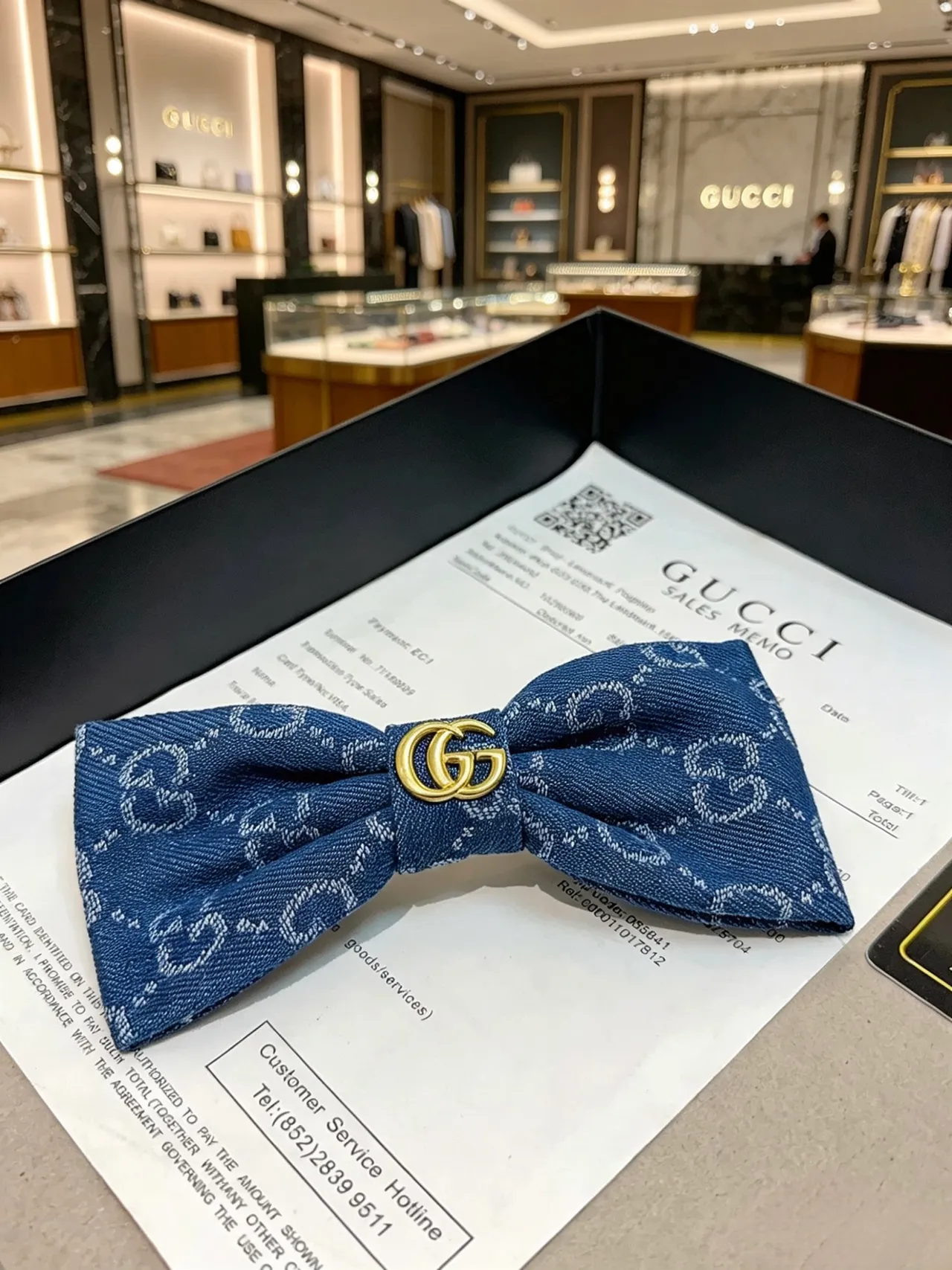 Gucci GG Monogram Denim Bow Tie 6