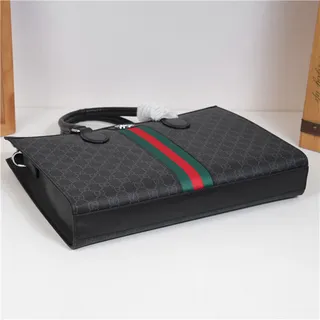Gucci Gray Green Structured GG Monogram Canvas Web Stripe Center Tote Bag 4