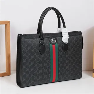 Gucci Gray Green Structured GG Monogram Canvas Web Stripe Center Tote Bag 7