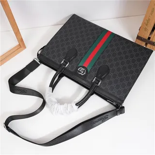Gucci Gray Green Structured GG Monogram Canvas Web Stripe Center Tote Bag 9