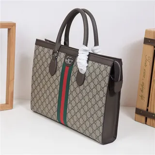 Gucci Gray Green Structured GG Monogram Canvas Web Stripe Center Tote Bag 16
