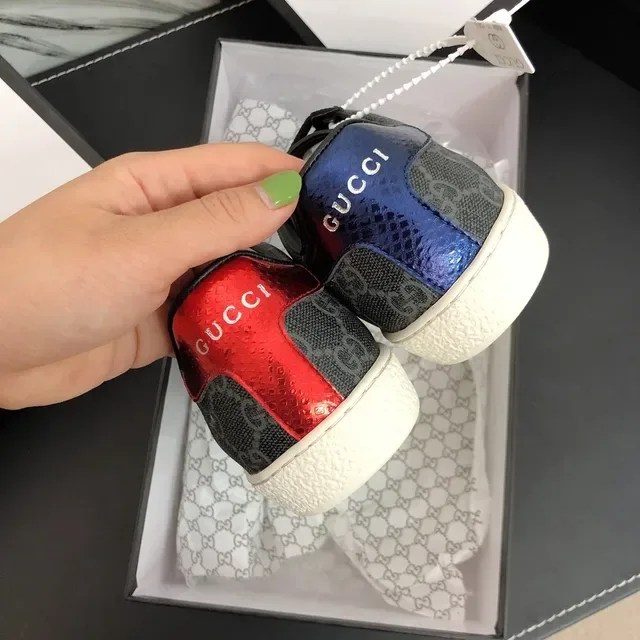 Gucci Gray Red GG Monogram Canvas Web Stripe Detail Lifestyle Sneakers 2