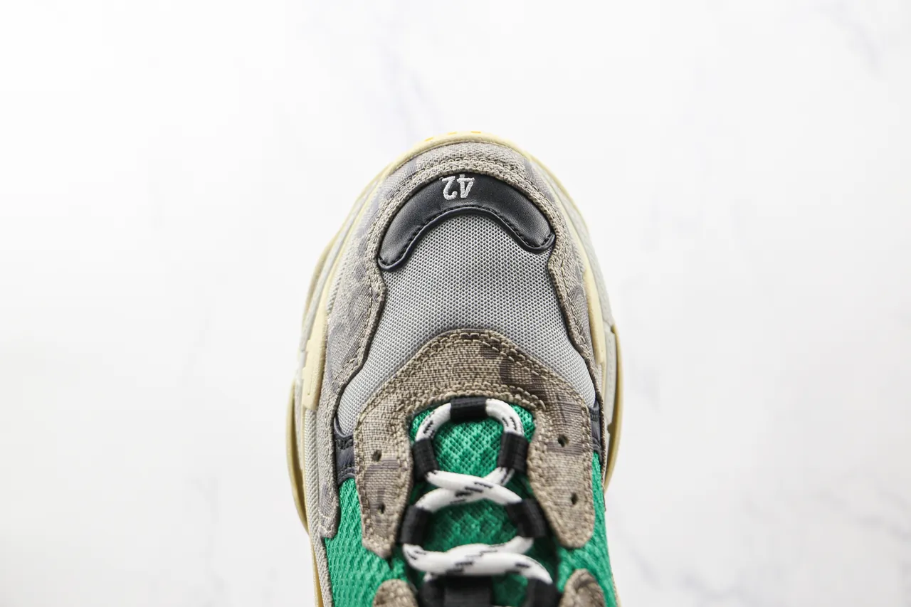 Gucci Gray Yellow Layered Sole Mixed-Material Upper Chunky Sneakers 6
