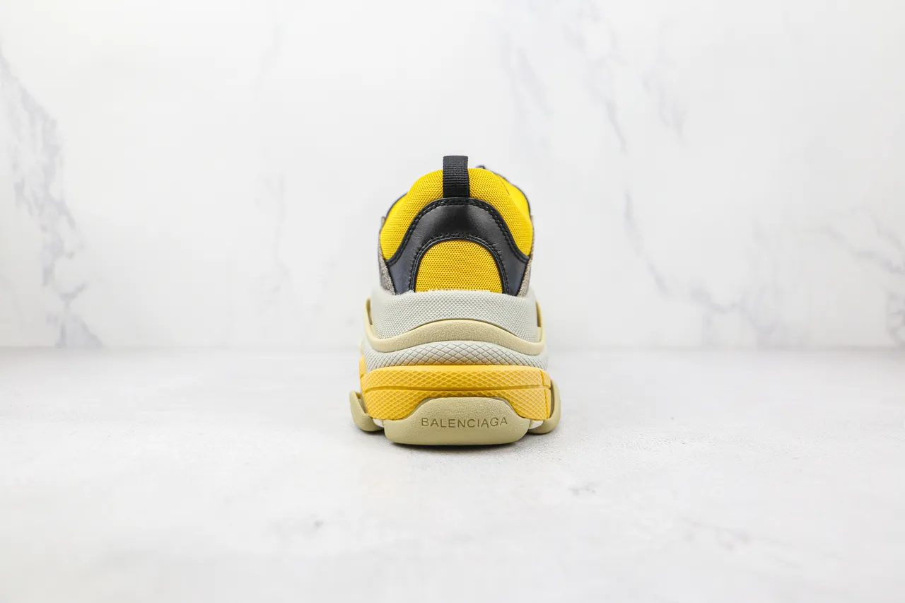 Gucci Gray Yellow Layered Sole Mixed-Material Upper Chunky Sneakers 9