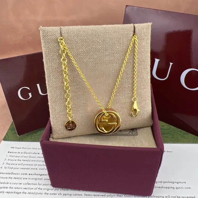 Gucci 绿红圆柱形吊坠搪瓷条纹细节项链 4