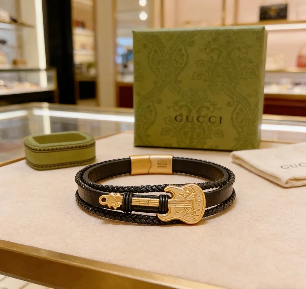 Gucci Guitar Motif Braided Leather Bracelet 8