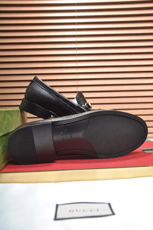 Gucci Horsebit 1955 Black Crocodile-Embossed Leather Loafers 3