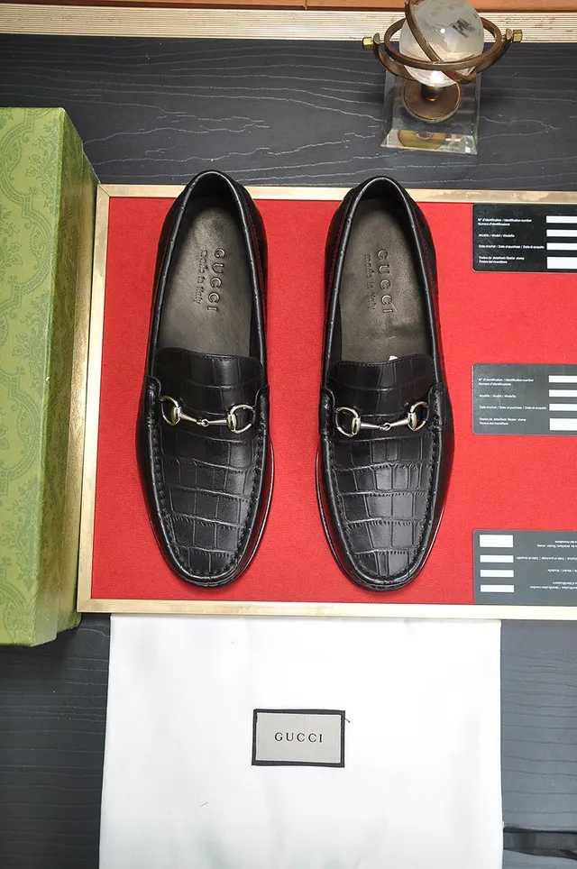 Gucci Horsebit 1955 Black Crocodile-Embossed Leather Loafers 5