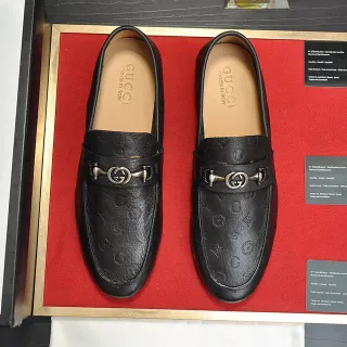 Gucci Horsebit 1955 黑色 压花 GG 乐福鞋