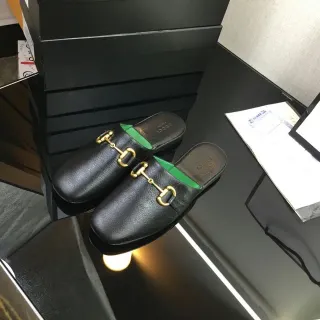 Gucci Horsebit 1955 Black Green Leather Buckle Casual Shoes